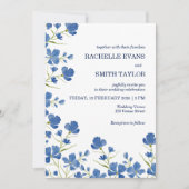 Dusky Blue Flower Wedding Invite 招待状 (正面)