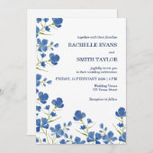Dusky Blue Flower Wedding Invite 招待状 (正面/裏面)