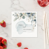 Dusky Blue Greenery Wedding Napkin スタンダードカクテルナプキン (インサイチュ)