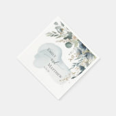 Dusky Blue Greenery Wedding Napkin スタンダードカクテルナプキン (角)