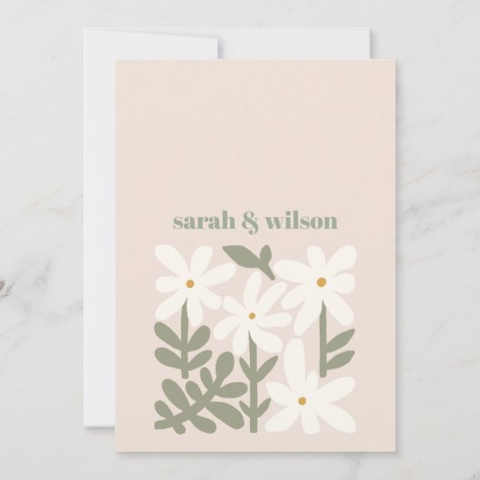 Dusky Blush Retro Floral Wedding Anniversary 招待状 (裏面)