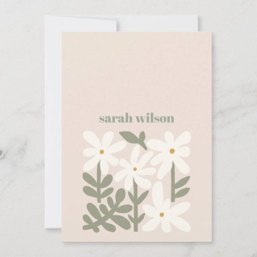 Dusky Blush Retro Minimal Floral Birthday 招待状 (裏面)
