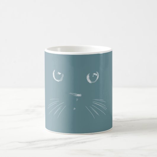 Dusky green cat pattern コーヒーマグカップ (中央)