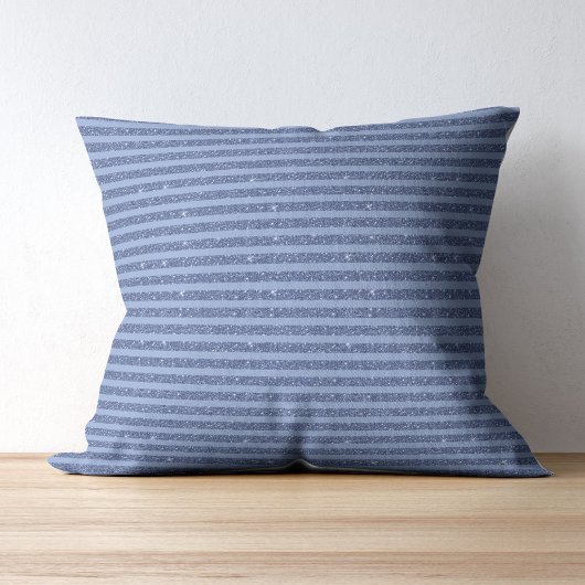 Dusky Indigo Glitter Style Horizontal Stripes クッション