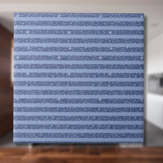 Dusky Indigo Glitter Style Horizontal Stripes タイル