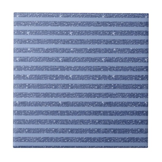 Dusky Indigo Glitter Style Horizontal Stripes タイル (正面)