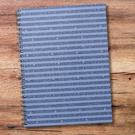 Dusky Indigo Glitter Style Horizontal Stripes ノートブック