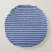 Dusky Indigo Glitter Style Horizontal Stripes ラウンドクッション (正面)