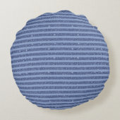 Dusky Indigo Glitter Style Horizontal Stripes ラウンドクッション (裏面)