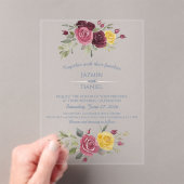 Dusky Pastel Watercolor Roses Blue アクリル招待状 (インサイチュ (ポータブル))