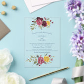Dusky Pastel Watercolor Roses Blue アクリル招待状 (インサイチュ (ウェディング))