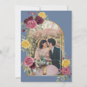 Dusky Pastel Watercolor Roses Blue 招待状 (裏面)