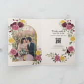 Dusky Pastel Watercolor Roses Cream 招待状 (内部)