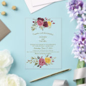 Dusky Pastel Watercolor Roses Gold アクリル招待状 (インサイチュ (ウェディング))