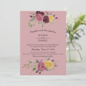 Dusky Pastel Watercolor Roses Maroon Invitation 招待状 (スタンド正面)