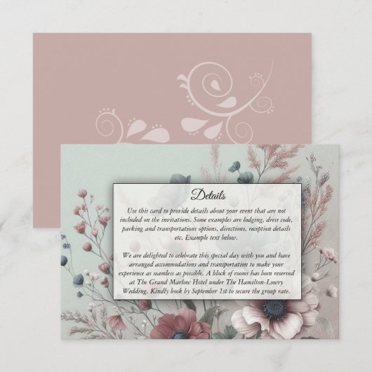 Dusky Petals and Soft Serenity Floral エンクロージャーカード (正面/裏面)