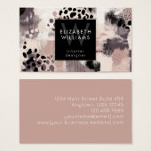 Dusky Pink Black Abstract Monogram Business Cards (正面&裏面)
