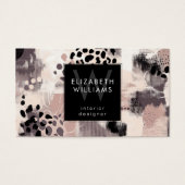 Dusky Pink Black Abstract Monogram Business Cards (正面)