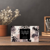 Dusky Pink Black Abstract Monogram Business Cards