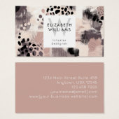 Dusky Pink Black Abstract Monogram Business Cards (正面&裏面)