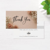Dusky Pink Botanical Thank You Discount Cards (デスク)