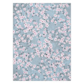 Dusky Pink Dusty Blue Cherry Blossoms テーブルクロス (正面)