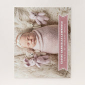 Dusky Pink Newborn Baby Girl Birth Stats Photo ジグソーパズル (縦)