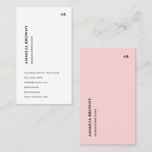 Dusky Pink Scandi | Minimalist Modern Design 名刺 (正面/裏面)