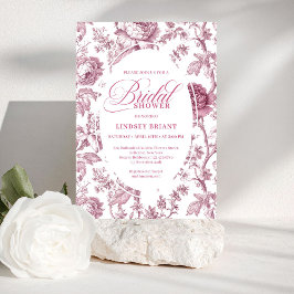Dusky Pink Toile Roses Pattern Bridal Shower Invit 招待状