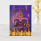 Dussehra Greeting Card, Demon King Ravana カード (黄色い花)