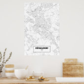 Dusseldorf, Germany (black on white) ポスター (キッチン)