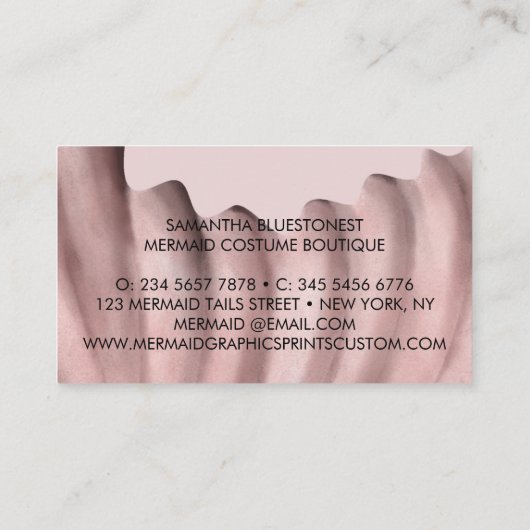 Dust Pink hand drawing illustration tail mermaid 名刺 (裏面)