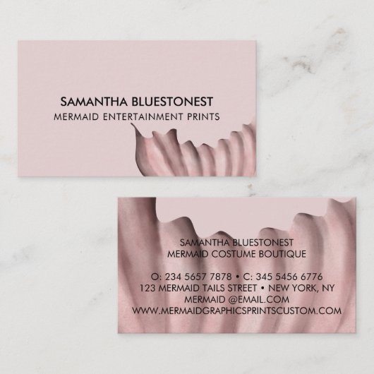 Dust Pink hand drawing illustration tail mermaid 名刺 (正面/裏面)