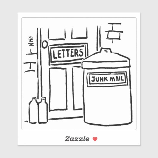 Dustbin Ready for Junk Mail Cartoon. シール (シート)