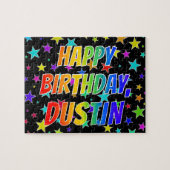 「DUSTIN」名、おもしろい「ハッピーバースデー」 ジグソーパズル (横)