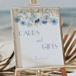 DUSTYブルーアジサイ赤ちゃんシャワーカードとギフト ポスター