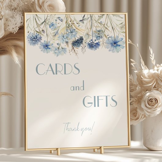 DUSTYブルーアジサイ赤ちゃんシャワーカードとギフト ポスター