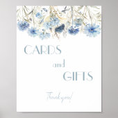 DUSTYブルーアジサイ赤ちゃんシャワーカードとギフト ポスター (正面)