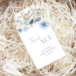 DUSTYブルーワイルドフラワーベイビーシャワーありがとう ギフトタグ