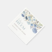 DUSTYベビーイン開花ブルーベージュベビーエレガントシャワー スタンダードカクテルナプキン (角)