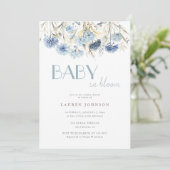 DUSTYベビーイン開花ブルーベージュベビーシャワー 招待状 (スタンド正面)
