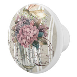 Dusty and rustic decoratived botanical Stripped セラミックノブ