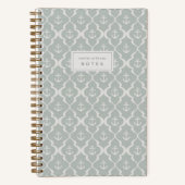 Dusty Aqua Nautical Anchor Ogee Personalized ノートブック (正面)