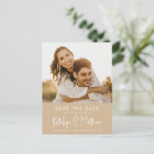 Dusty Beigeおもしろいスモダント写真結婚の救T 案内ポストカード (スタンド正面)