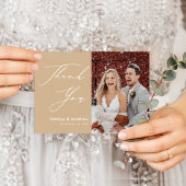 Dusty Beige Script エレガント Chic's 結婚 Thank You ポストカード