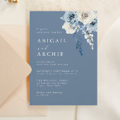 Dusty Bloom Boho Blue Wedding 招待状