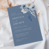Dusty Bloom Boho Blue Wedding 招待状