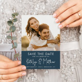 Dusty Blueおもしろいスモダント結婚写真救のTh 案内ポストカード