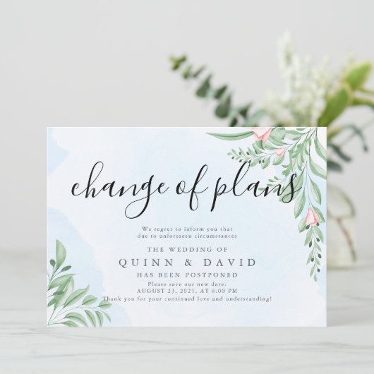 Dusty Blueが延期した結婚発表カード 招待状 (スタンド正面)