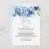 Dusty BlueとNavyのフローラ結婚情報 エンクロージャーカード (正面/裏面)